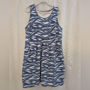 Boden Ellie Day Dress 18L Blue Wave Pockets Plus Size Coastal Preppy Old Money